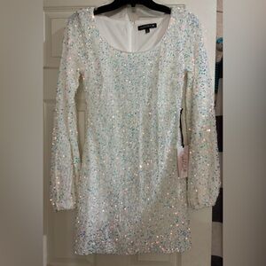 Crystal Doll Sequin White Dress